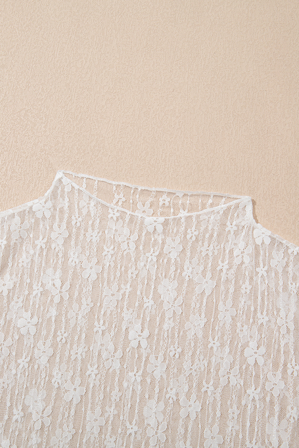 White Sheer Floral Lace Long Sleeve Slim Fit Top Long Sleeve Tops JT's Designer Fashion