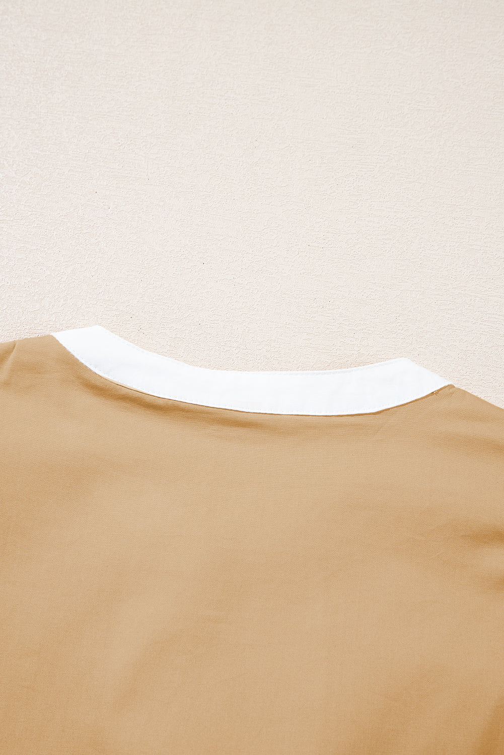Pale Khaki Contrast Trim Pintuck Puff Sleeve Tied Neck Short Dress Mini Dresses JT's Designer Fashion