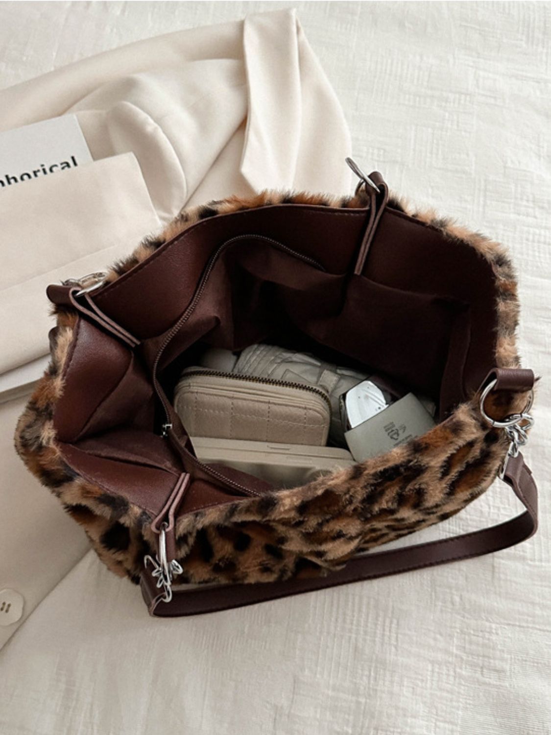 Faux Fur Leopard Shoulder Bag Shoulder Bags JT's Designer Fashion