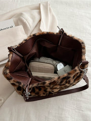 Faux Fur Leopard Shoulder Bag Shoulder Bags JT's Designer Fashion