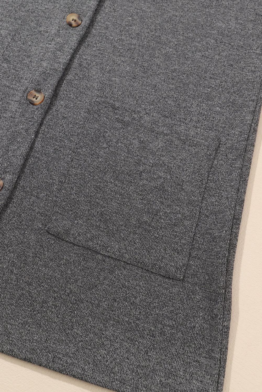 Gray Heather Knit Pocketed Button Front Cardigan Sweaters & Cardigans JT's Designer Fashion