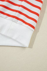 Orange Stripe Drop Shoulder Crew Neck Loose Sweatshirt Sweatshirts & Hoodies JT's Designer Fashion