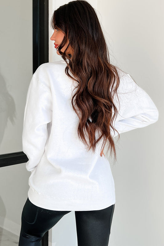 White CRAWFISH CLUB Printed Drop Shoulder Sweatshirt Graphic Sweatshirts JT's Designer Fashion