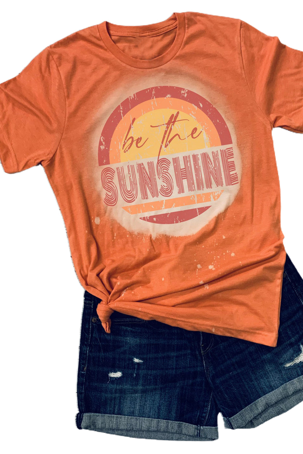 Orange Be The Sunshine Graphic Crewneck T Shirt Graphic Tees JT's Designer Fashion