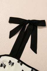 White Bow Knot Color Contrast Trim Knotted Shoulder Mini Dress Mini Dresses JT's Designer Fashion