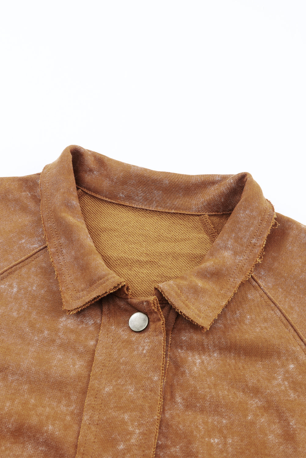 Khaki Vintage Washed Flap Pocket Button Shacket Jackets JT's Designer Fashion