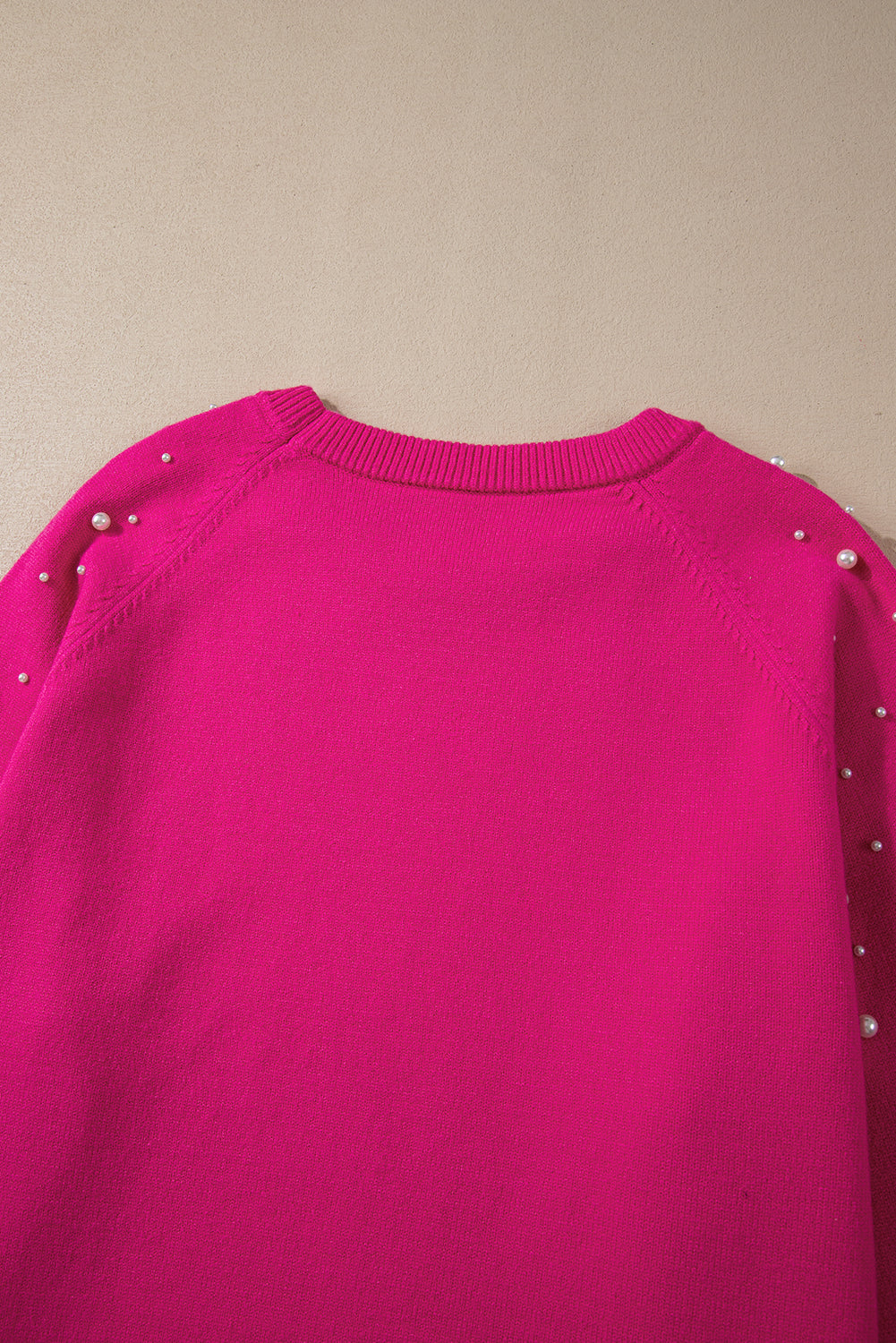 Strawberry Pink Pearled Decor Raglan Sleeve Plus Size Sweater Plus Size Sweaters & Cardigans JT's Designer Fashion