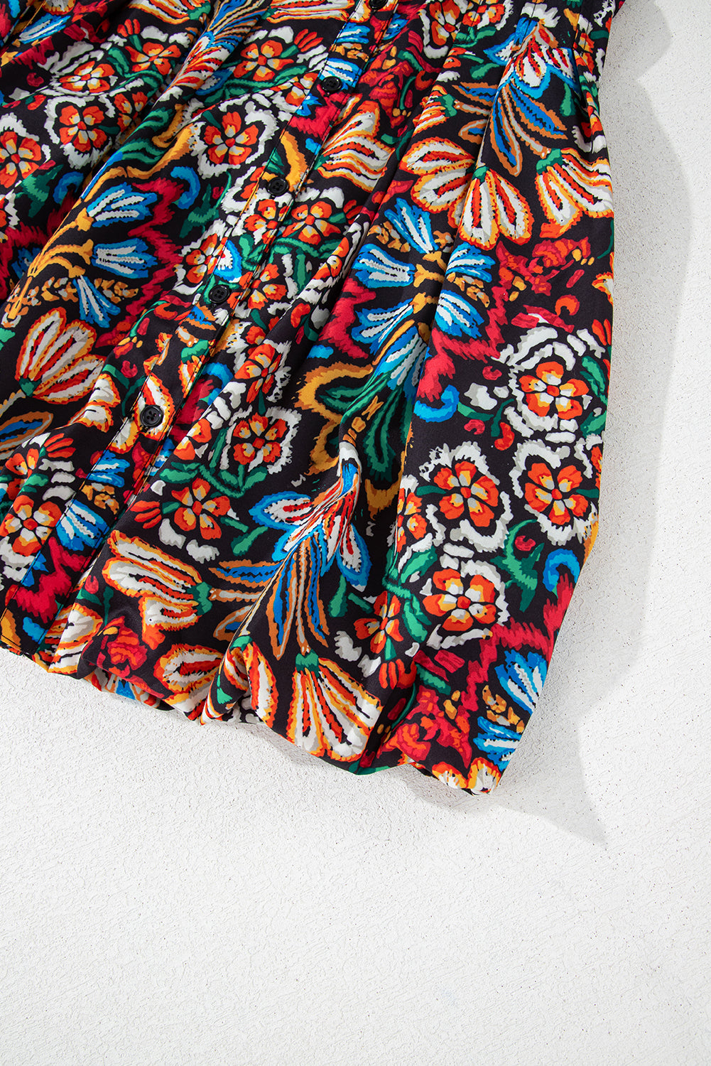 Multicolour Floral Puff Short Sleeve Shirt Mini Dress Mini Dresses JT's Designer Fashion