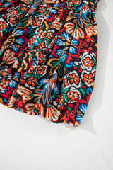 Multicolour Floral Puff Short Sleeve Shirt Mini Dress Mini Dresses JT's Designer Fashion