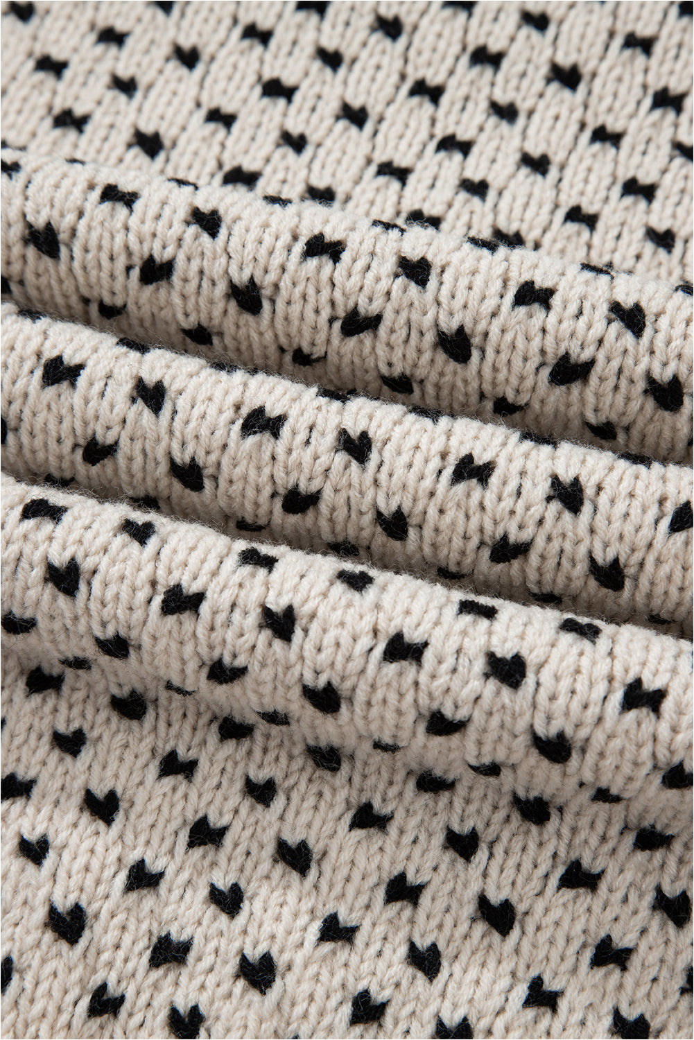 Beige Bow Decor Color Contrast Ribbed Edge Crew Neck Sweater Sweaters JT's Designer Fashion