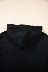 Black Button Drawstring Hooded Pullover and Casual Short Set Short Sets JT's Designer Fashion