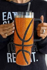 Chestnut Game Day Basketball Rhinestone Studded 40 Oz Tumbler Tumblers JT's Designer Fashion