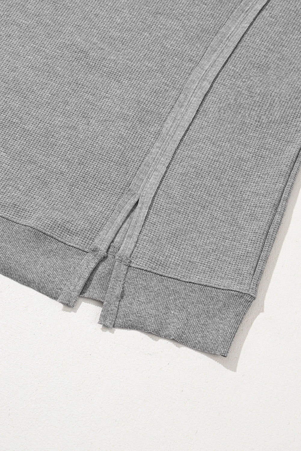 Gray Waffle knit Bishop Sleeve Split Oversized Top Long Sleeve Tops JT's Designer Fashion