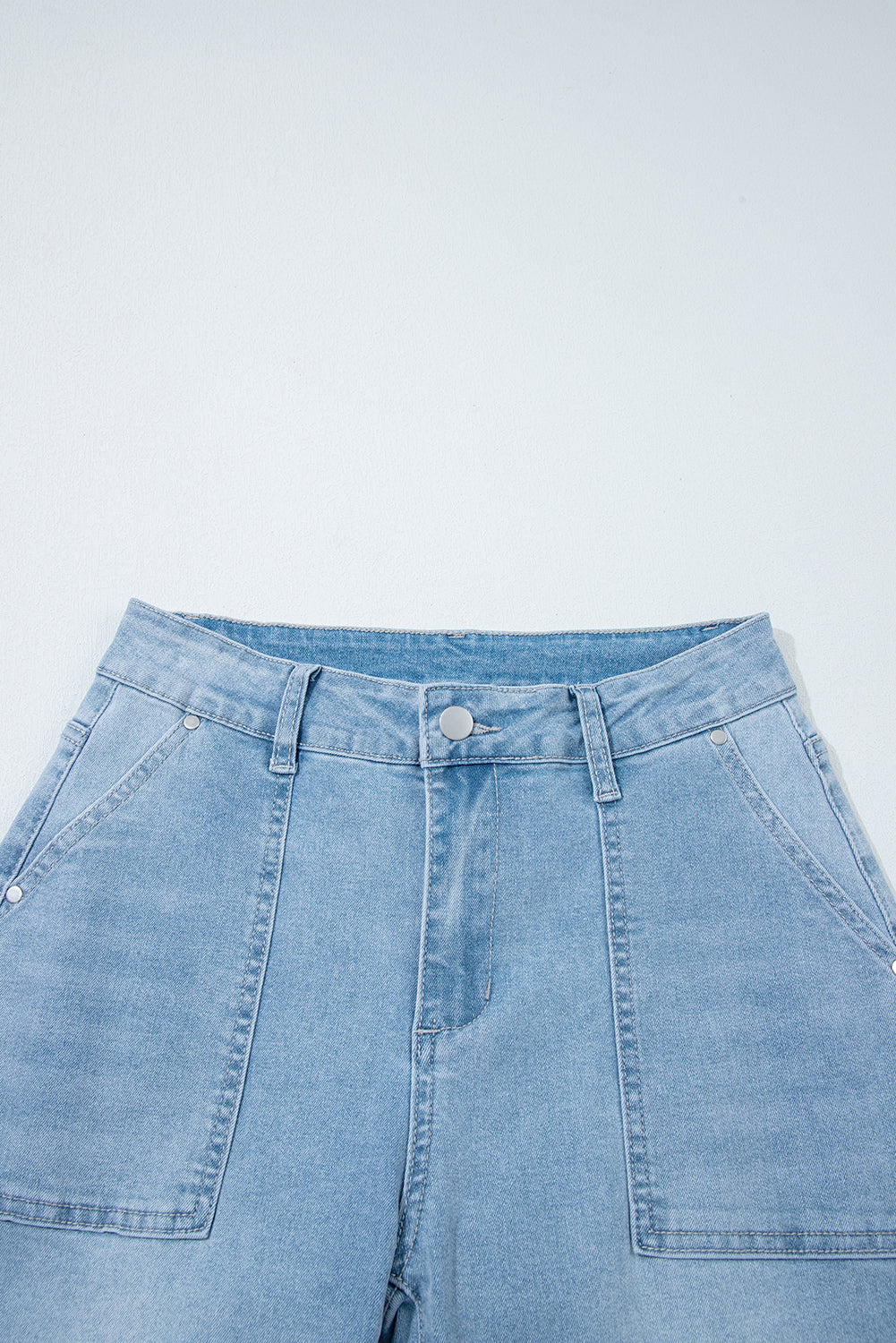 Beau Blue High Rise Barrel Relaxed Patch Pocket Jeans Jeans JT's Designer Fashion
