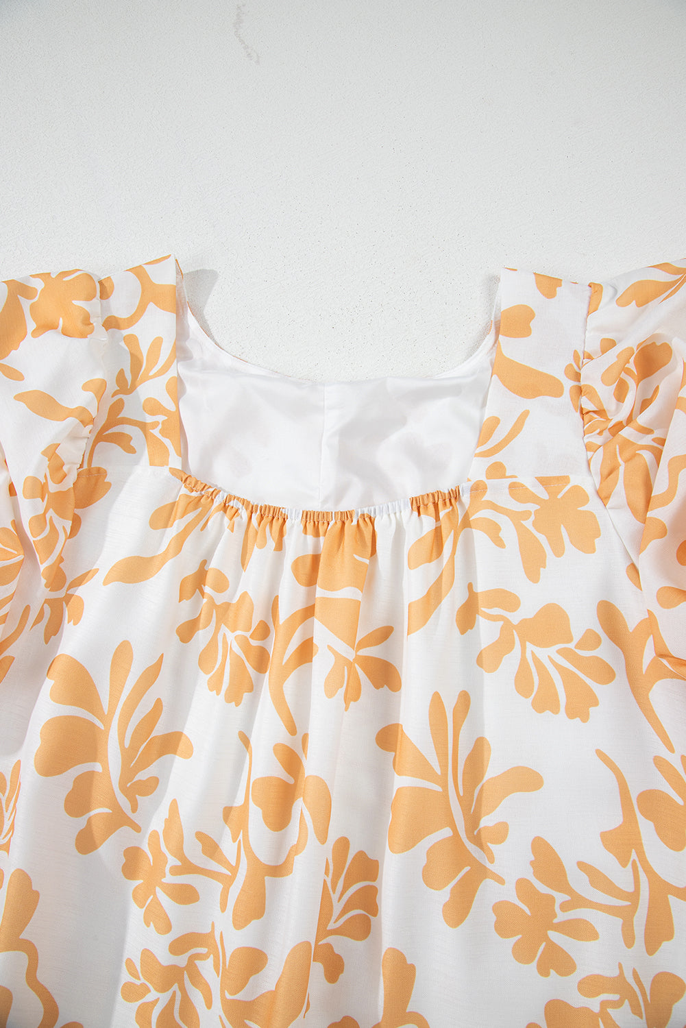 Apricot Floral Print Puff Short Sleeve Resort Plus Size Maxi Dress Plus Size Maxi Dresses JT's Designer Fashion