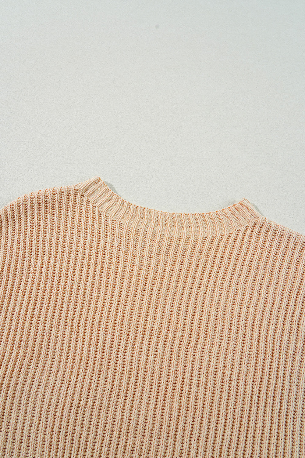 Apricot Cable Knit Drop Shoulder Side Slits Loose Sweater Sweaters JT's Designer Fashion