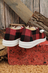 Fiery Red Vintage Plaid Lace Up Flat Shoes Women's Shoes JT's Designer Fashion