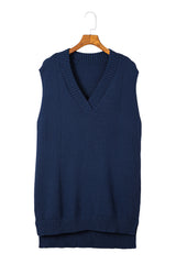 Dark Blue Knit Vest Pullover Sweater Sweaters & Cardigans JT's Designer Fashion