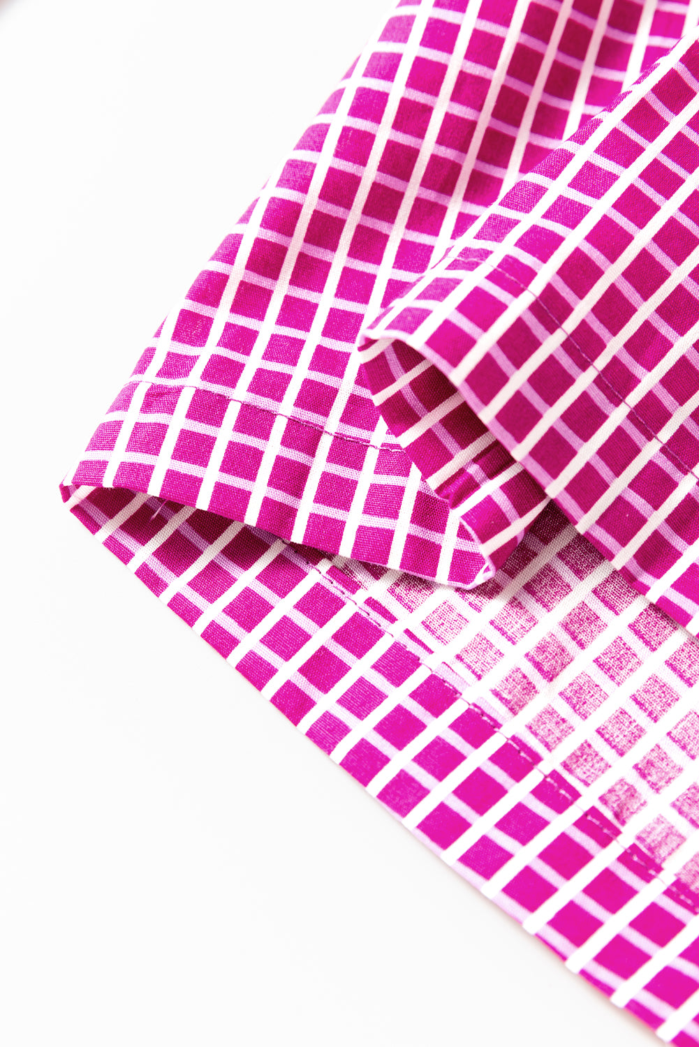 Pink Plaid Print Drawstring High Waist Wide Leg Casual Pants Pants & Culotte JT's Designer Fashion