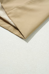 Pale Khaki Solid Color Lapel Collar Waist Tie Wind Coat Coats JT's Designer Fashion