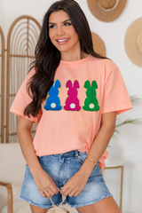 Pink Easter Bunny Chenille Patched Graphic Tee Graphic Tees JT's Designer Fashion