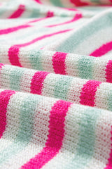 Rose Stripe Oversized Drop Shoulder Sweater with Pocket Sweaters JT's Designer Fashion