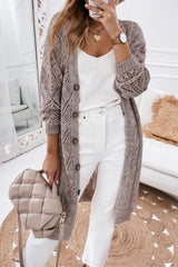 Purple Hollow-out Openwork Knit Cardigan Cardigans JT's Designer Fashion