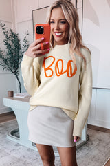 Apricot Boo Knitted Pattern Ribbed Edge Drop Shoulder Sweater Sweaters JT's Designer Fashion