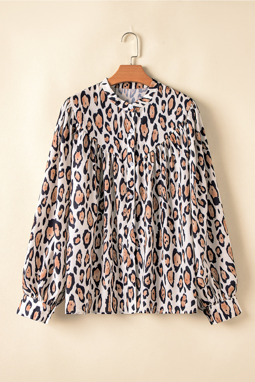 Jet Stream Oversized Leopard Print Balloon Sleeve Casual Shirt Blouses & Shirts JT's Designer Fashion