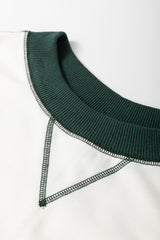 White Stripe Colorblock Sleeve Exposed Seam Fake-2-Piece Sweatshirt Sweatshirts & Hoodies JT's Designer Fashion