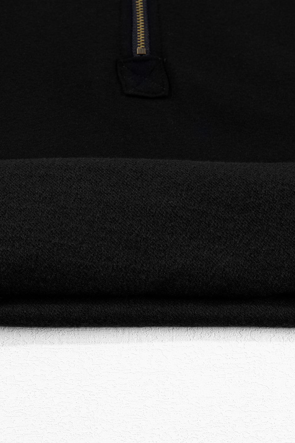 Black Fleece Lined Half Zipper Kangaroo Pockets Loose Hoodie Sweatshirts & Hoodies JT's Designer Fashion