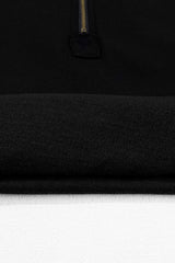 Black Fleece Lined Half Zipper Kangaroo Pockets Loose Hoodie Sweatshirts & Hoodies JT's Designer Fashion