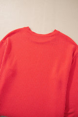 Casual Corded Knit Long Sleeve Top and High Waist Shorts Set Short Sets JT's Designer Fashion