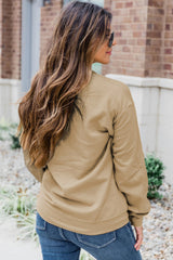 Khaki Solid Color Crewneck Pullover Sweatshirt Sweatshirts & Hoodies JT's Designer Fashion