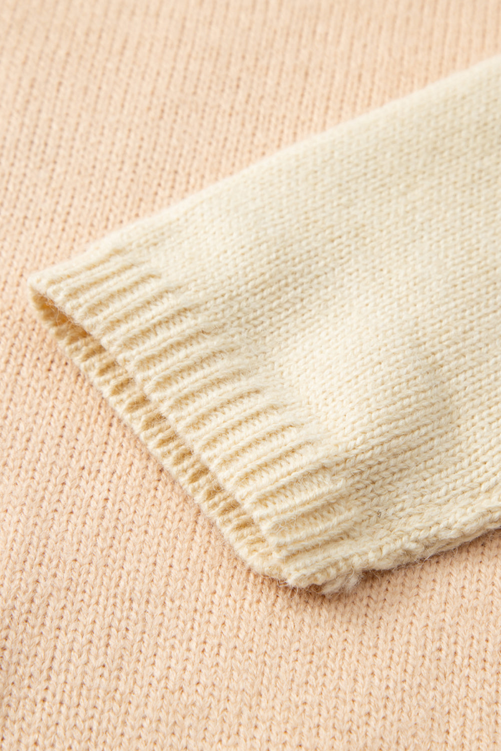 Pale Chestnut Color Block Turtle Neck Drop Shoulder Knit Sweater Sweaters JT's Designer Fashion