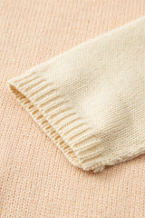 Pale Chestnut Color Block Turtle Neck Drop Shoulder Knit Sweater Sweaters JT's Designer Fashion