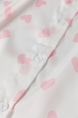 White Love Heart Print Drop Shoulder Puff Sleeve Shirt Blouses & Shirts JT's Designer Fashion