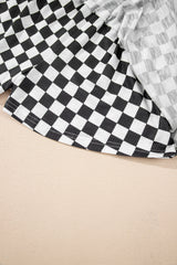 Black Checkerboard T Shirt and High Waist Skorts 2 Piece Outfit Short Sets JT's Designer Fashion