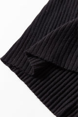 Black Ribbed Knit Collared Slim Fit Sweater Cardigan Cardigans JT's Designer Fashion
