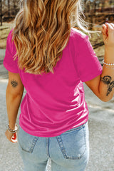 Rose Red Sequin Easter Egg Graphic Casual T Shirt Graphic Tees JT's Designer Fashion