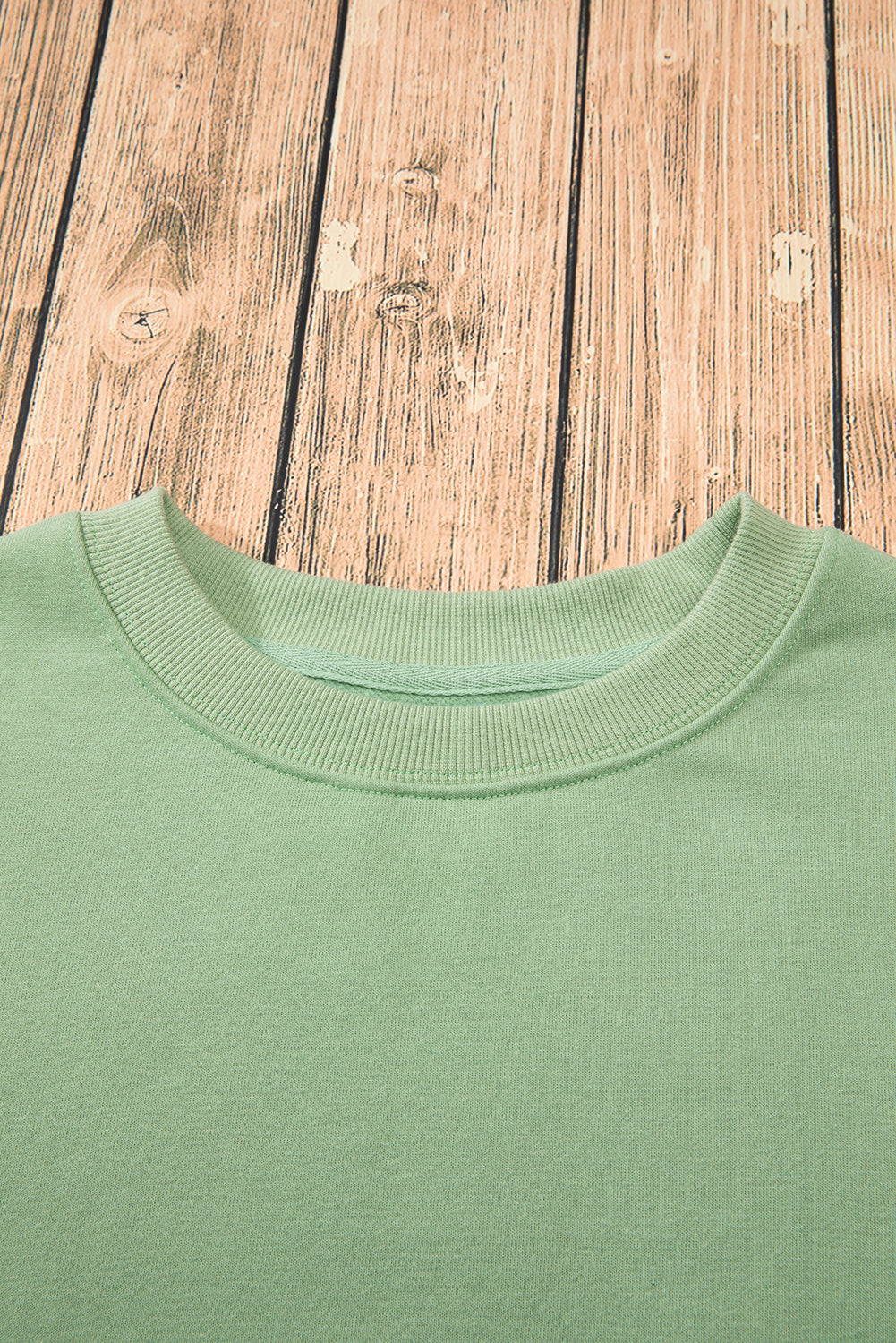Smoke Green Solid Fleece Lined Drop Shoulder Terry Sweatshirt Sweatshirts & Hoodies JT's Designer Fashion