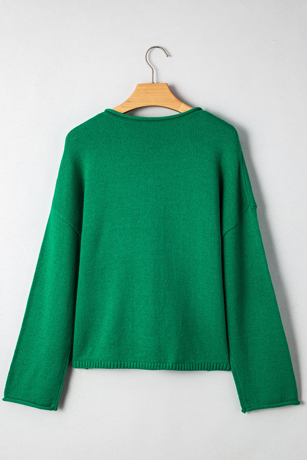 Bright Green Solid Color Knit Button Drop Shoulder Sweater Cardigan Cardigans JT's Designer Fashion