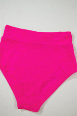 Rose Red Gold Shell Decor Wire-free Knotted 2pcs Bikini Swimsuit High Waisted Swimsuit JT's Designer Fashion