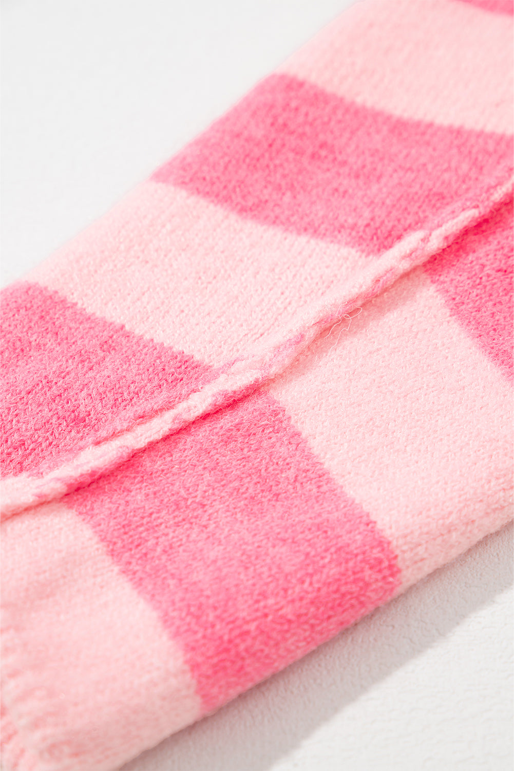 Pink Checkered Colorblock Striped High Low Loose Sweater Sweaters JT's Designer Fashion
