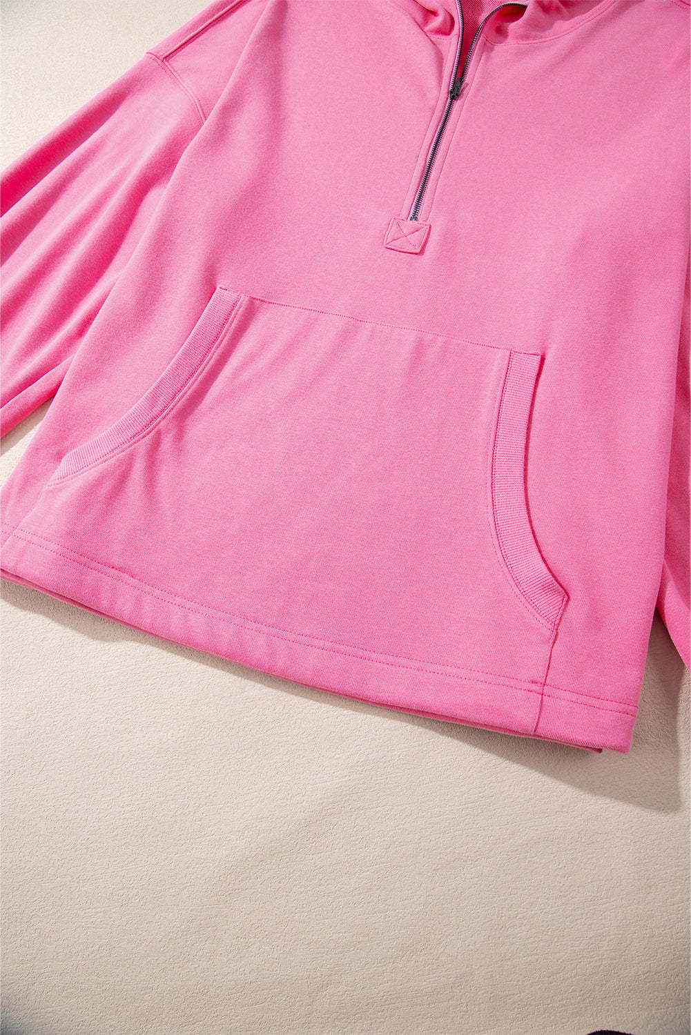 Bonbon Solid Kangaroo Pocket Half Zipper Oversized Hoodie Sweatshirts & Hoodies JT's Designer Fashion