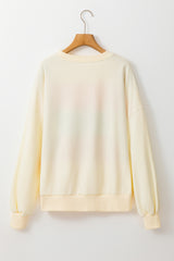 White Colorblock Patchwork Crewneck Drop Shoulder Sweatshirt Sweatshirts & Hoodies JT's Designer Fashion