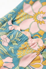 Sky Blue Floral Ricrac Trim V Neck Shift Mini Tank Dress Mini Dresses JT's Designer Fashion