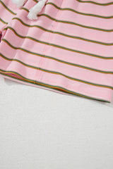 Pink Stripe Wide Short Sleeve Tee and Short Set Short Sets JT's Designer Fashion