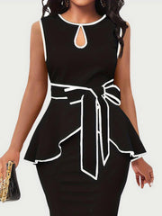 Plus Size Cutout Contrast Sleeveless Dress Bodycon Dresses JT's Designer Fashion