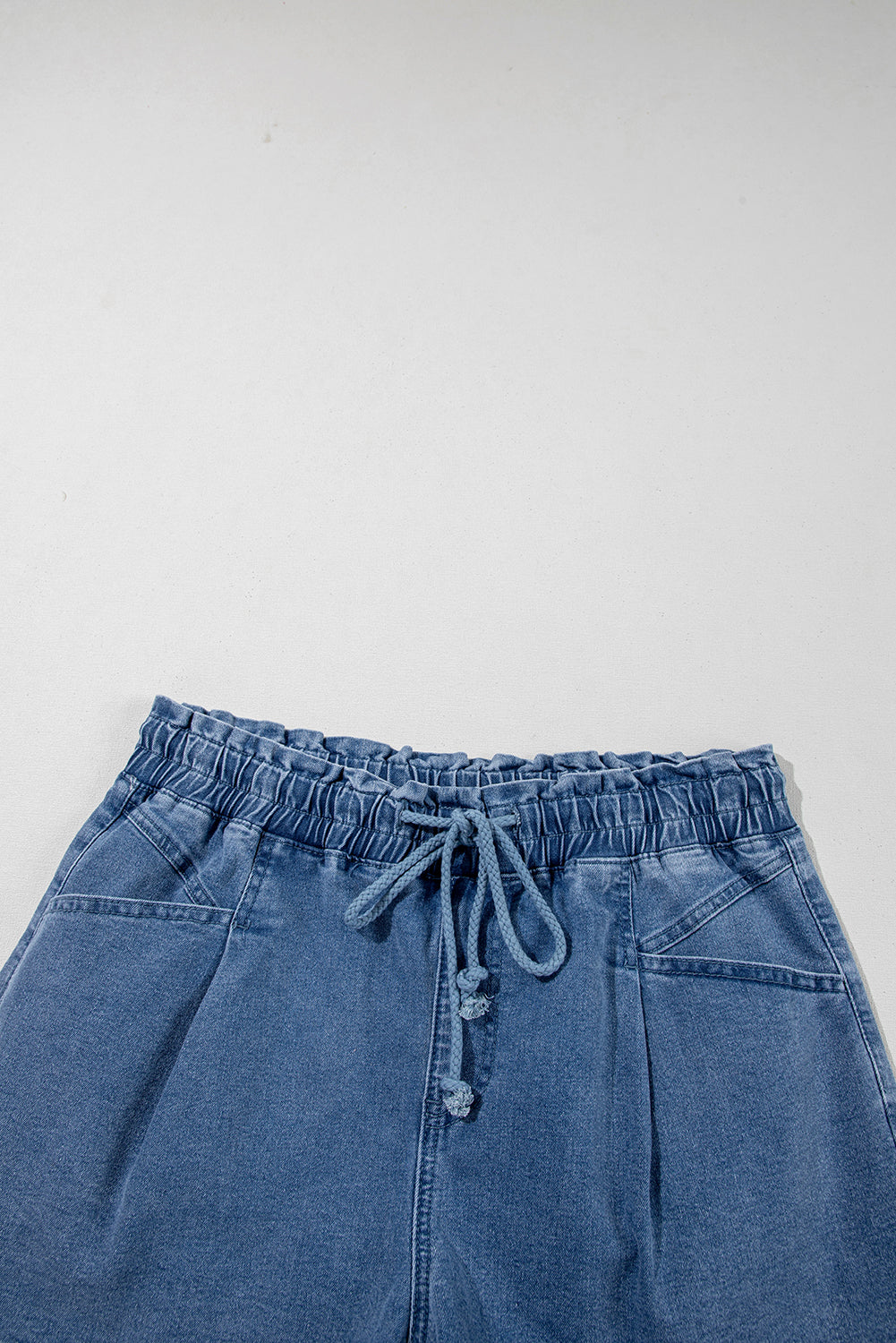 Ashleigh Blue Drawstring High Waist Casual Denim Shorts with Pockets Denim Shorts JT's Designer Fashion